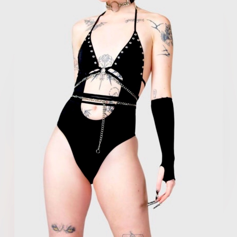 Studded Monokini Swimsuit Size S